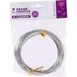 Graine Créative - Loisirs créatifs - Bobine de fil aluminium ultra fin argenté - 2,5mm - 5 mètres