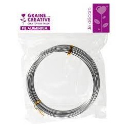 Graine Créative - Loisirs créatifs - Bobine de fil aluminium ultra fin argenté 2mm - 5 mètres