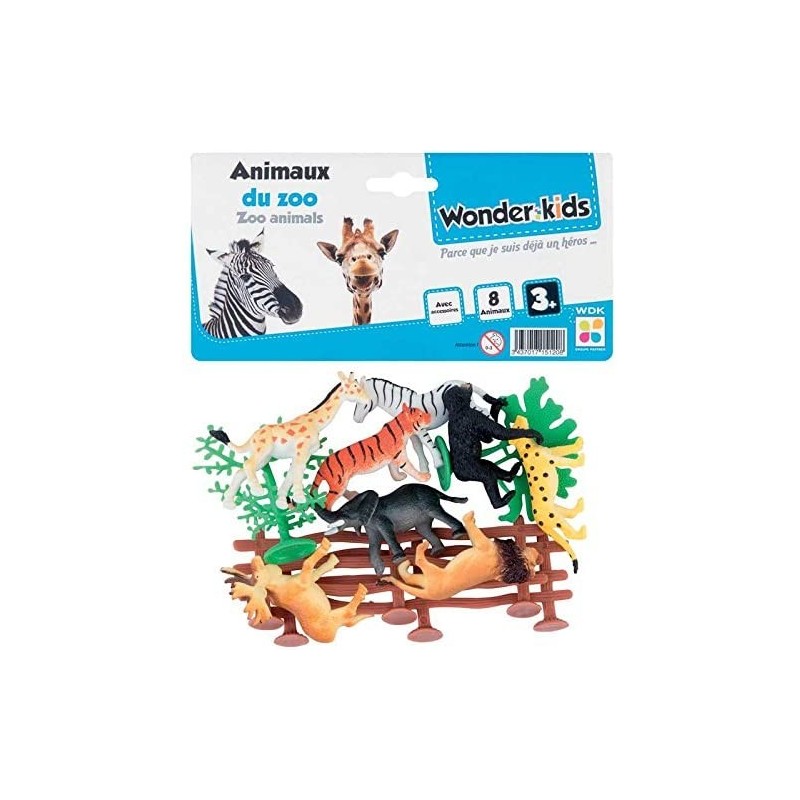 Wonder Kids - Blister de 8 animaux de zoo avec accessoires