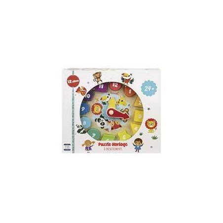 Wonder Kids - Puzzle formes avec horloge en bois