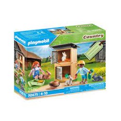 Playmobil - 70675 - Country - Enfants avec lapins et clapier