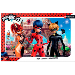 Nathan - Puzzle cadre 15 pièces - Ladybug, Chat Noir et Rena Rouge - Miraculous