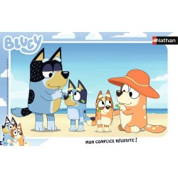 Nathan - Puzzle cadre 15 pièces - Bluey à la plage - Bluey