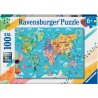 Ravensburger - Puzzle 100 pièces - La carte du monde