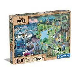 Clementoni - Puzzle 1000 pièces - Story map Disney - Les 101 dalmatiens
