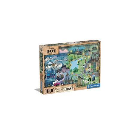 Clementoni - Puzzle 1000 pièces - Story map Disney - Les 101 dalmatiens