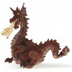 Papo - Figurine - 39016 - Le monde enchanté - Dragon rouge avec flamme