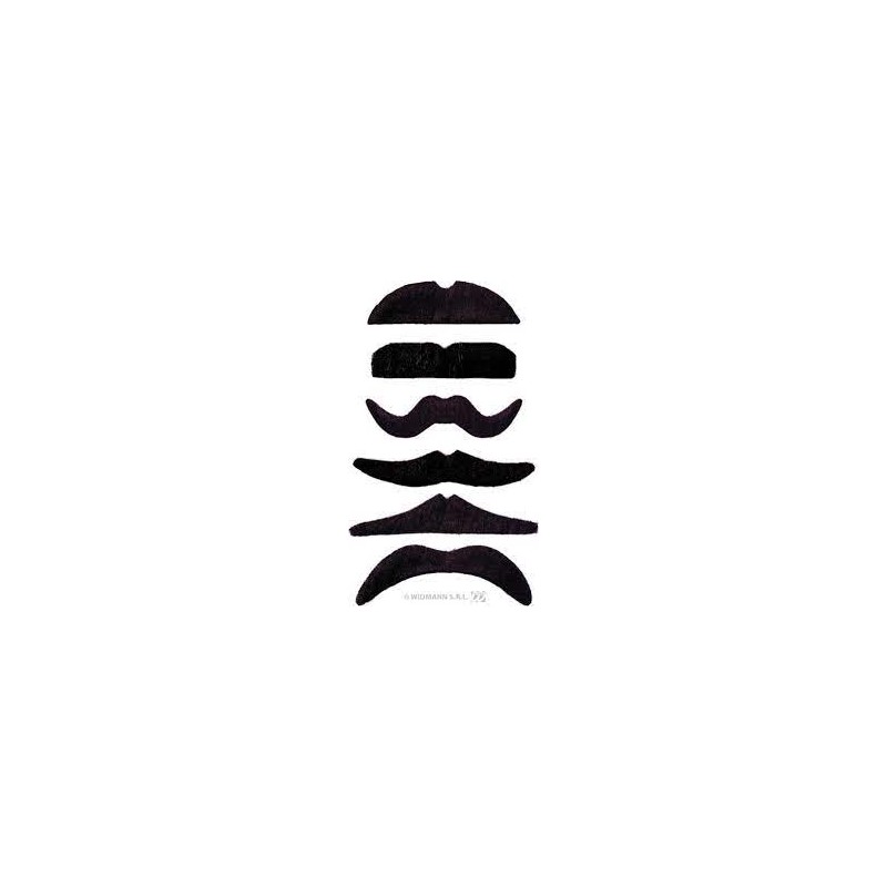 Moustaches Postiches En Blister De 6 - Déguisement, Fête, Carnaval - Accessoire Drôle Pour Homme (FIESTAS GUIRCA)