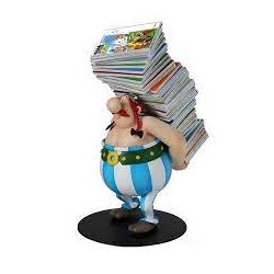 Plastoy - Figurine - 00124 - Astérix - Statuette - Obélix tenant une pile d'album