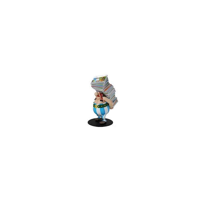 Plastoy - Figurine - 00124 - Astérix - Statuette - Obélix tenant une pile d'album