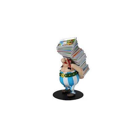 Plastoy - Figurine - 00124 - Astérix - Statuette - Obélix tenant une pile d'album