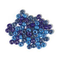 Rayher - Boîte de perles en verre opaques à grand trou - Bleu - 5,4 mm - 55 grammes