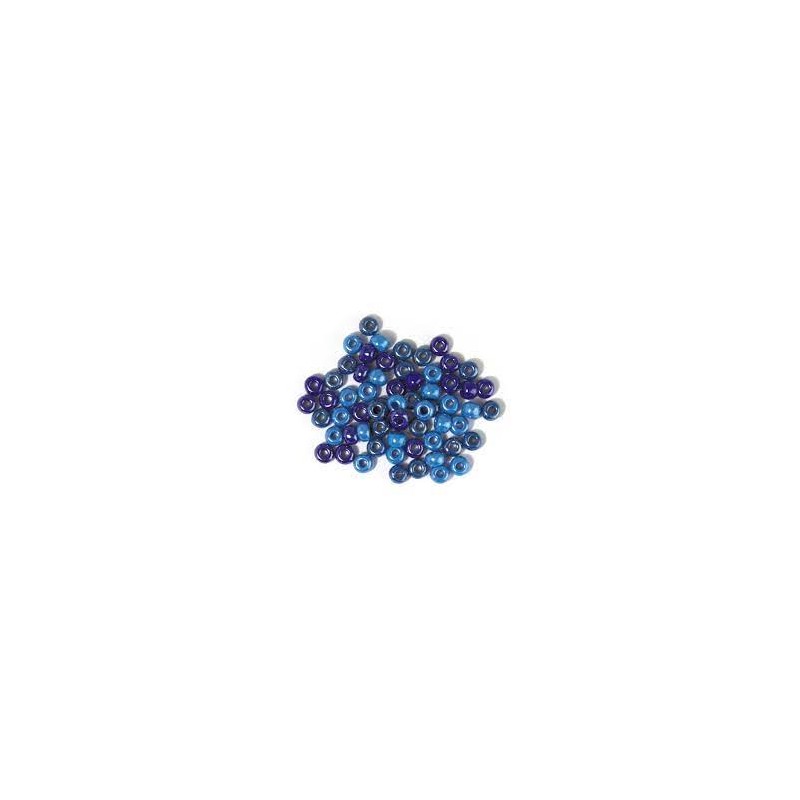 Rayher - Boîte de perles en verre opaques à grand trou - Bleu - 5,4 mm - 55 grammes