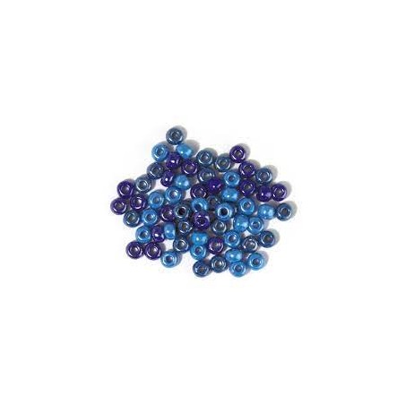 Rayher - Boîte de perles en verre opaques à grand trou - Bleu - 5,4 mm - 55 grammes