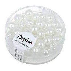 Rayher - Boîte de 45 perles en verre - Renaissance - Blanc - 6 mm