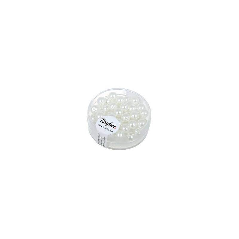 Rayher - Boîte de 45 perles en verre - Renaissance - Blanc - 6 mm