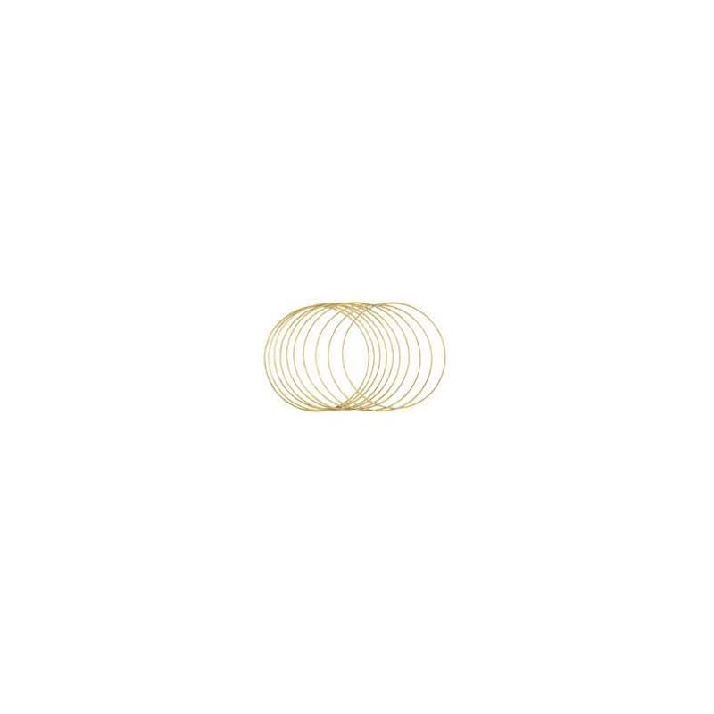 Rayher - 10 anneaux en métal revêtu - Doré - 25 cm