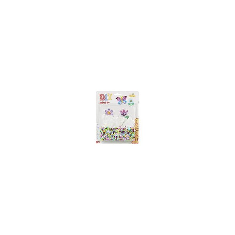 Hama - 4216 - Loisirs créatifs - Blister perles midi grand modèle avec plaques papillon et fleur