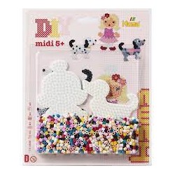 Hama - 4214 - Loisirs créatifs - Blister perles midi grand modèle avec plaques fille et chien