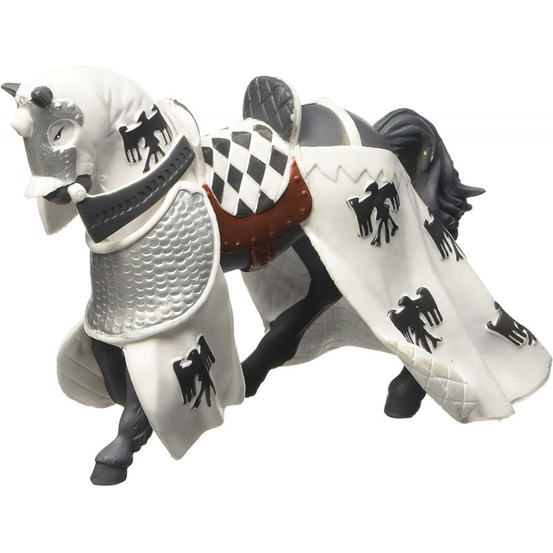 Papo - Figurine - 39786 - Médiéval fantastique - Cheval drapé - Blanc