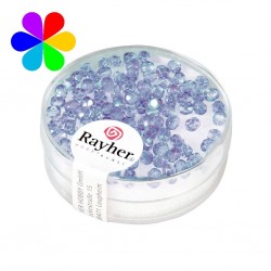 Rayher - Loisirs créatifs - Boite de 100 perles en verre irisée facettes dépolies - Bleu gris - 3 mm