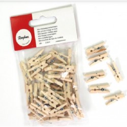 Rayher - Loisirs créatifs - Blister de 48 mini pinces à linge en bois