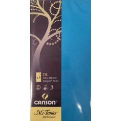 Canson - Blister de 5 cartes simples mi teintes - Bleu turquoise - 105x210 mm - 160g/m2