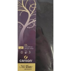 Canson - Blister de 5 enveloppes mi teintes - Noir - 110x220 mm - 160g/m2