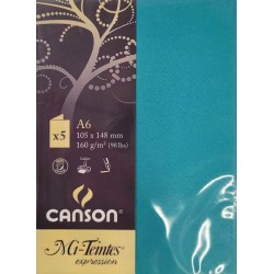 Canson - Blister de 5 cartes pliées mi teintes - Mers du sud - 105x148 mm - 160g/m2