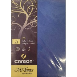 Canson - Blister de 5 enveloppes mi teintes - Bleu outremer - 162x114 mm - 160g/m2