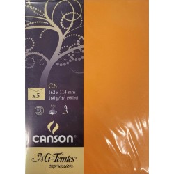 Canson - Blister de 5 enveloppes mi teintes - Jaune soleil - 162x114 mm - 160g/m2