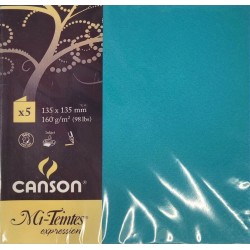 Canson - Blister de 5 cartes pliées mi teintes - Mers du sud - 135x135 mm - 160g/m2