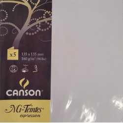 Canson - Blister de 5 cartes pliées mi teintes - Lilas - 135x135 mm - 160g/m2