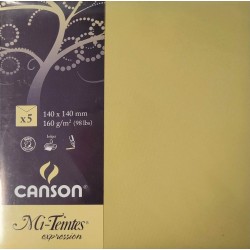 Canson - Blister de 5 enveloppes mi teintes - Anis - 140x140 mm - 160g/m2