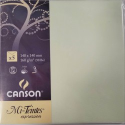 Canson - Blister de 5 enveloppes mi teintes - Tilleul - 140x140 mm - 160g/m2