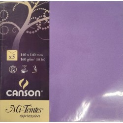 Canson - Blister de 5 enveloppes mi teintes - Myrtille - 140x140 mm - 160g/m2