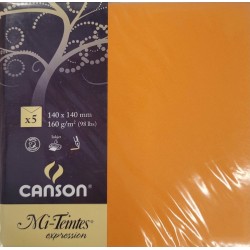 Canson - Blister de 5 enveloppes mi teintes - Jaune soleil - 140x140 mm - 160g/m2