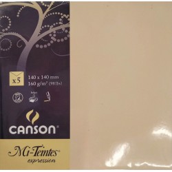Canson - Blister de 5 enveloppes mi teintes - Citronnelle - 140x140 mm - 160g/m2
