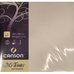 Canson - Blister de 5 enveloppes mi teintes - Ivoire - 140x140 mm - 160g/m2