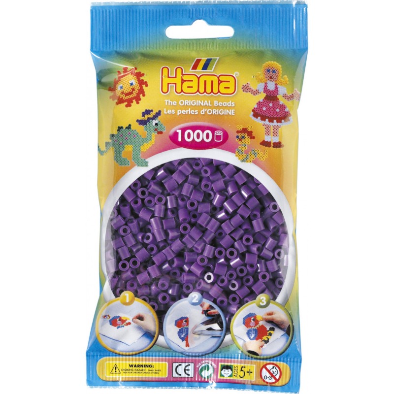 Hama - Perles - 207-07 - Taille midi - Sachet 1000 perles Violet