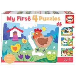 Educa - Mes premiers puzzles progressifs - Maman et bébés animaux à la ferme