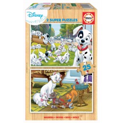 Educa - Puzzle 2x25 pièces - Disney - Les 101 dalmatiens et les Aristochats