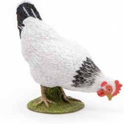 Papo - Figurine - 51160 - La vie à la ferme - Poule blanche picorant