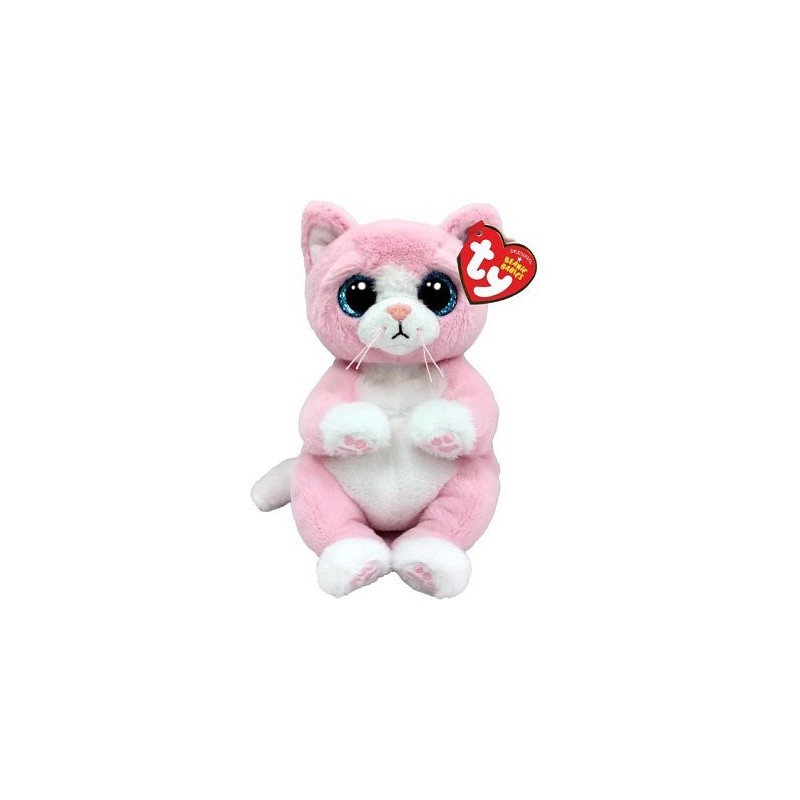 Peluche TY - Peluche 15 cm - Lillibell le chat rose