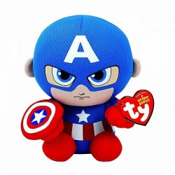 Peluche TY - Peluche 15 cm - Marvel - Captain America