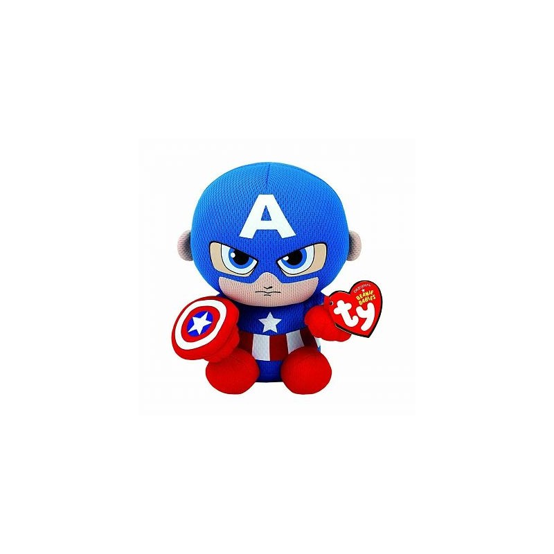 Peluche TY - Peluche 15 cm - Marvel - Captain America