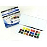 Daler Rowney - Beaux arts - Coffret de poche de 24 demi godets d'aquarelle Aquafine et pinceau