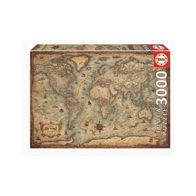 Educa - Puzzle 3000 pièces - carte du monde