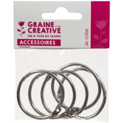 Graine Créative - Loisirs créatifs - Anneaux en métal ouvrable - 40mm - Argent