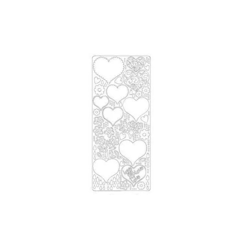 Graine Créative - Loisirs créatifs - Stickers contours coeurs fleur - blanc